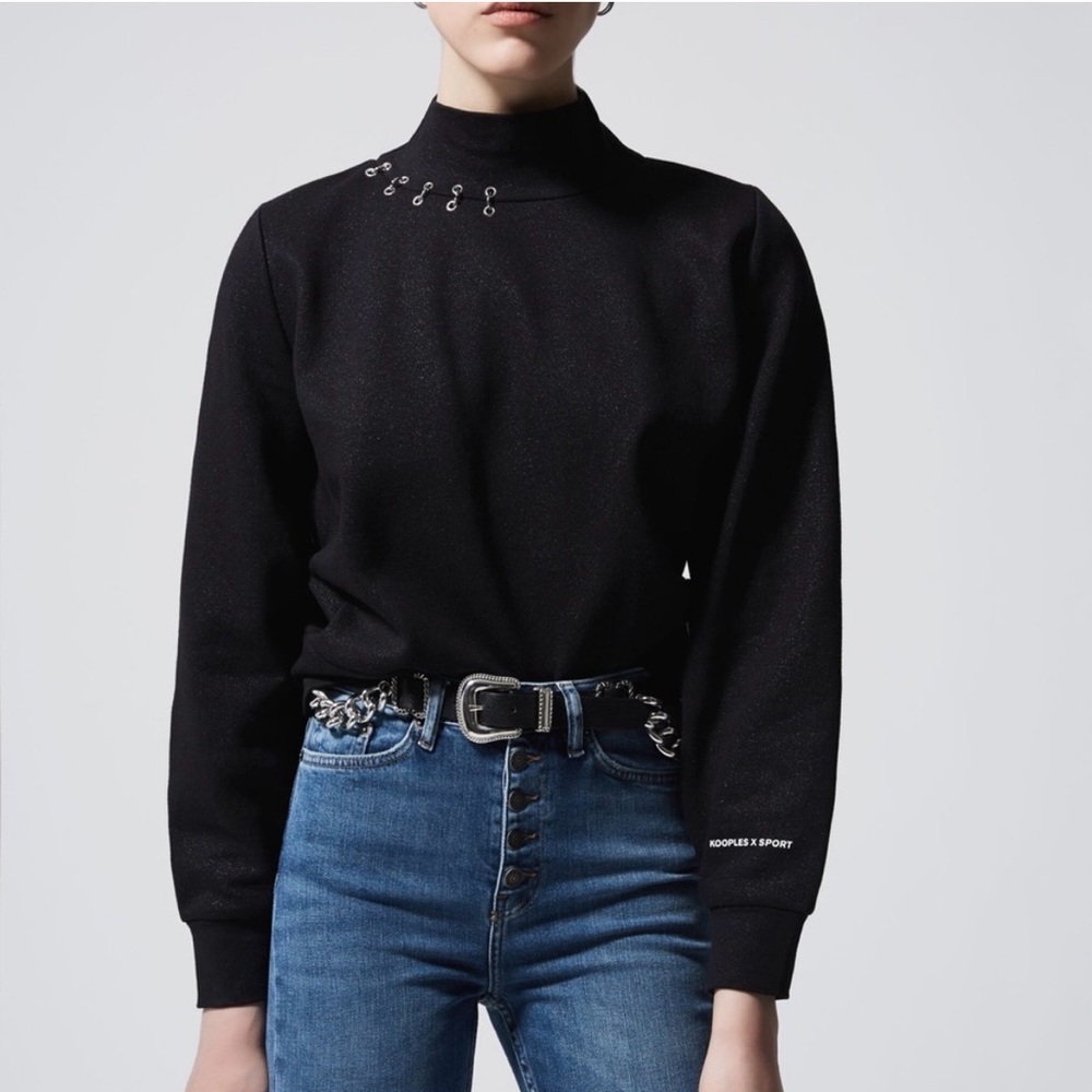 The Kooples x Sport Pierced Mock Neck Sweatshirt